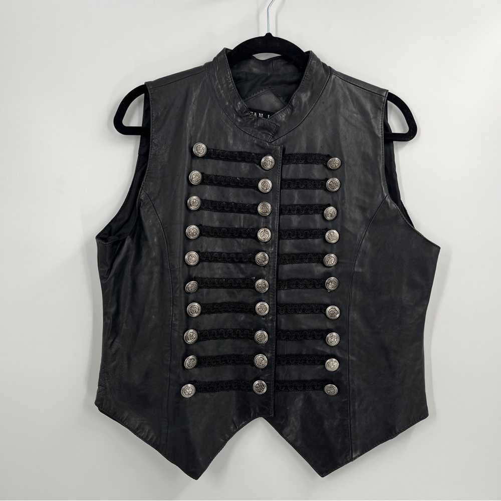 Clean Lines Black Leather Vest Size. XL